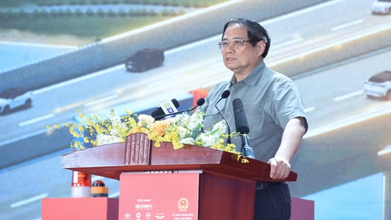 Thủ tướng Phạm Minh Chính phát biểu ý kiến tại buổi lễ. (Ảnh: TRẦN HẢI)