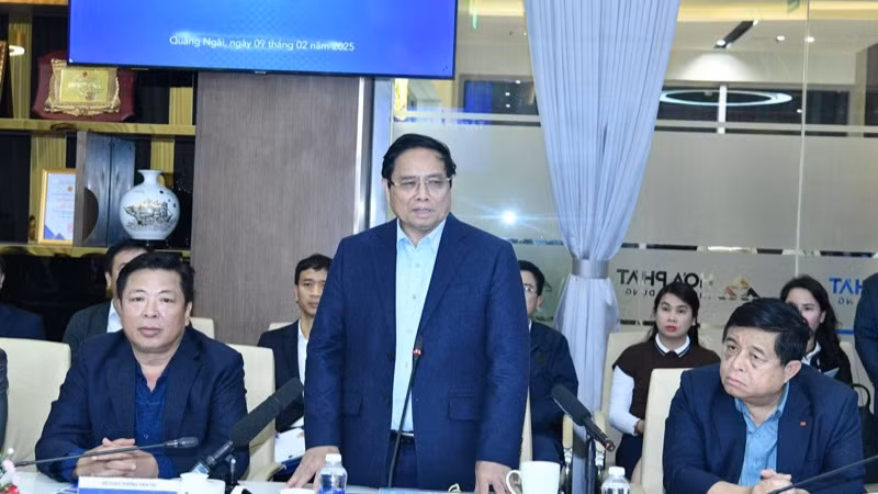 Thủ tướng Phạm Minh Chính phát biểu ý kiến chỉ đạo tại buổi làm việc với lãnh đạo Tập đoàn Hòa Phát. (Ảnh: THANH GIANG)