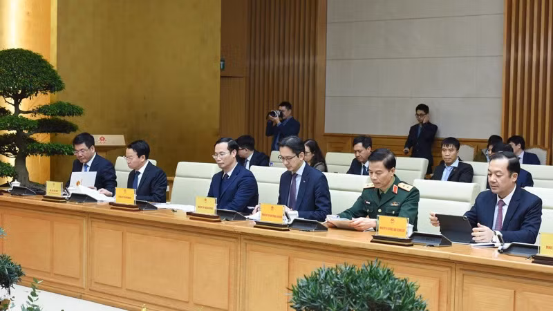 Đại diện lãnh đạo các bộ, ngành Việt Nam tham dự buổi tiếp. (Ảnh: TRẦN HẢI)