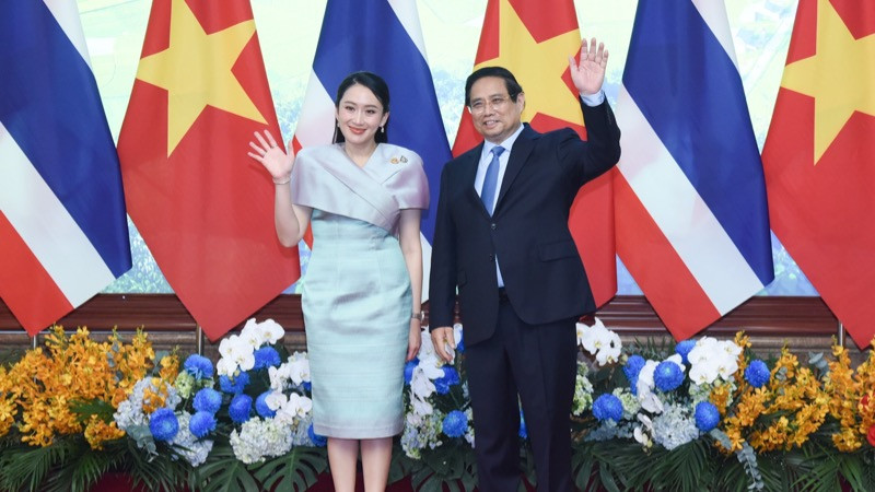 Thủ tướng Phạm Minh Chính và Thủ tướng Thái Lan Paetongtarn Shinawatra. (Ảnh: TRẦN HẢI) Thủ tướng Phạm Minh Chính và Thủ tướng Thái Lan Paetongtarn Shinawatra. (Ảnh: TRẦN HẢI)