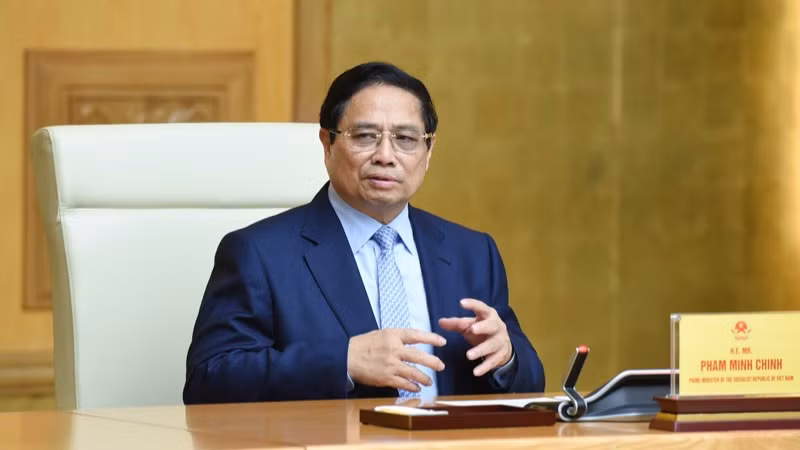 Thủ tướng Phạm Minh Chính phát biểu ý kiến tại buổi tiếp (Ảnh: TRẦN HẢI).