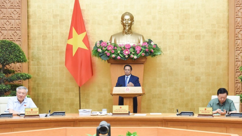 Thủ tướng Phạm Minh Chính chủ trì phiên họp Chính phủ về phân cấp, phân quyền, phân định thẩm quyền. (Ảnh: Trần Hải)