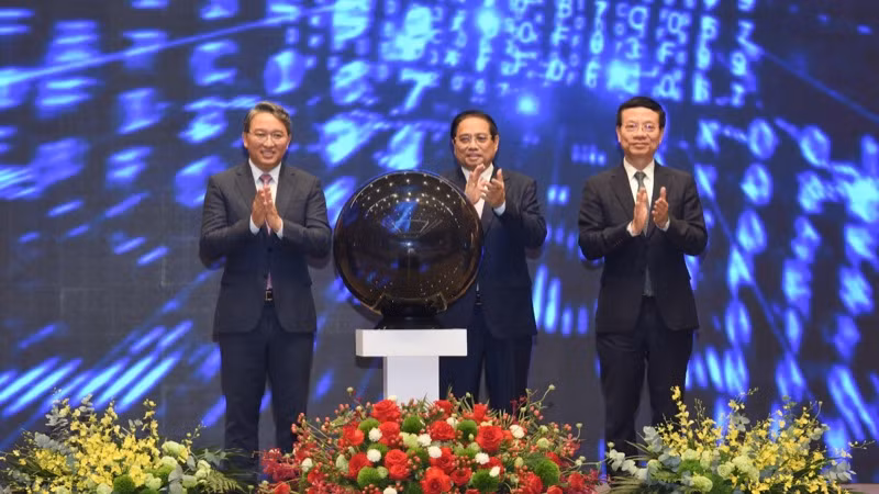 Thủ tướng Phạm Minh Chính tại Lễ khai trương Cổng Pháp luật quốc gia. (Ảnh: TRẦN HẢI)