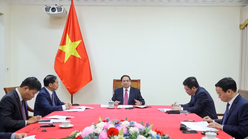 Quang cảnh cuộc điện đàm.(Ảnh: TRẦN HẢI)