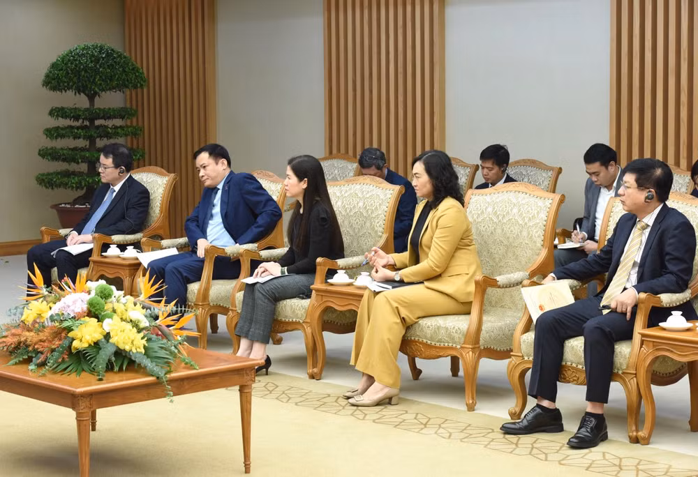 Đại diện lãnh đạo các bộ, ngành Việt Nam tại buổi tiếp (Ảnh: TRẦN HẢI).