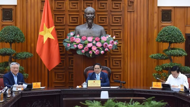 Thủ tướng Phạm Minh Chính chủ trì Phiên họp thứ nhất Ban Chỉ đạo của Chính phủ tổng kết việc thực hiện Nghị quyết số 18-NQ/TW ngày 25/10/2017. (Ảnh: Trần Hải)