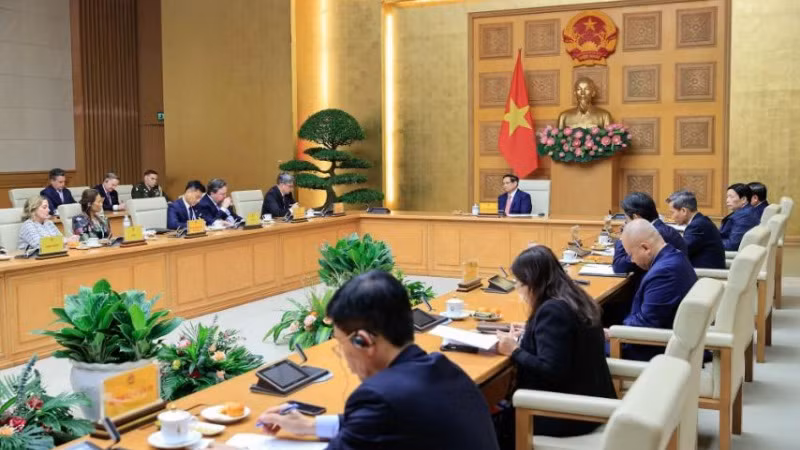 Quang cảnh buổi tiếp. (Ảnh: TRẦN HẢI)