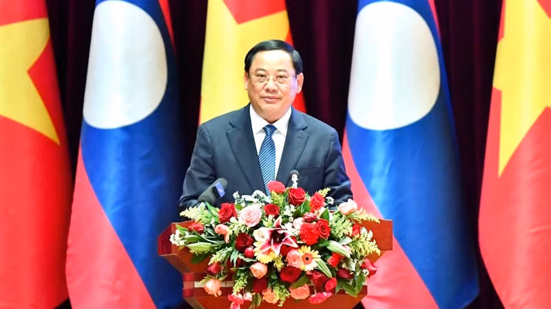 Thủ tướng Lào Sonexay Siphandone phát biểu ý kiến tại Hội nghị. (Ảnh: THANH GIANG)