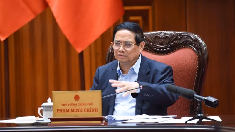 Thủ tướng Phạm Minh Chính phát biểu ý kiến tại cuộc họp. (Ảnh: TRẦN HẢI)