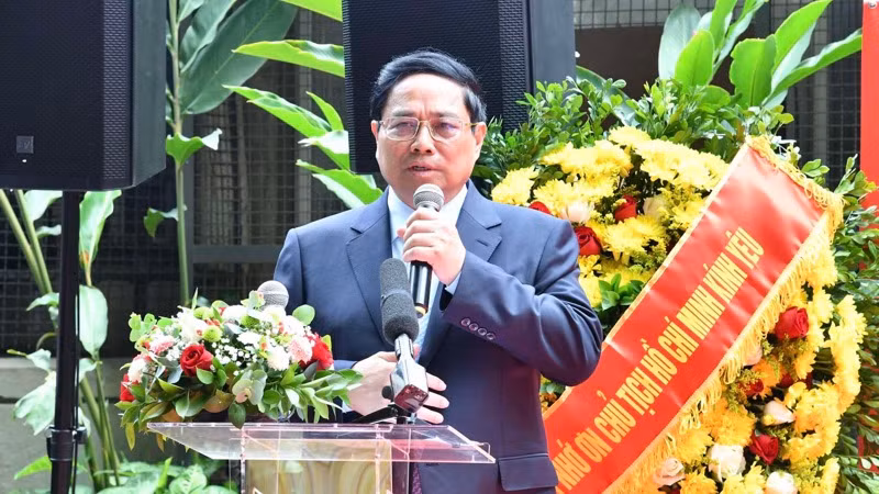 Thủ tướng Phạm Minh Chính phát biểu ý kiến tại buổi lễ (Ảnh THANH GIANG).