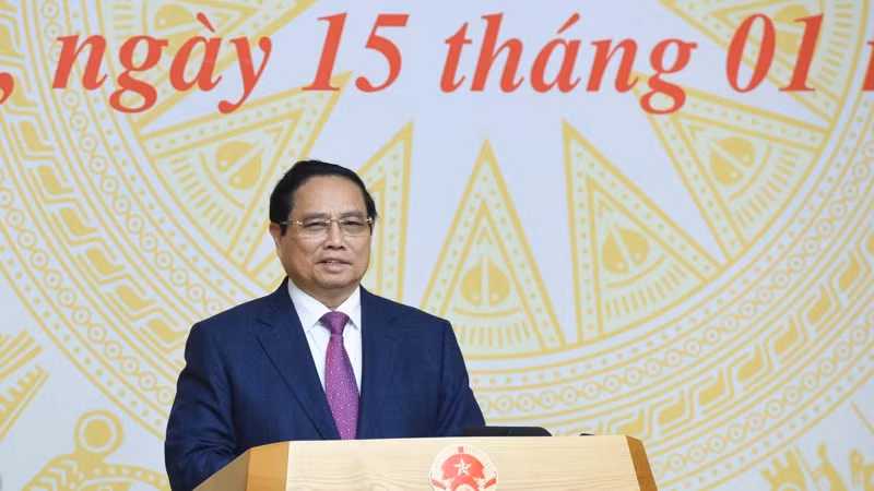 Thủ tướng Phạm Minh Chính phát biểu ý kiến chỉ đạo Phiên họp. (Ảnh: TRẦN HẢI)