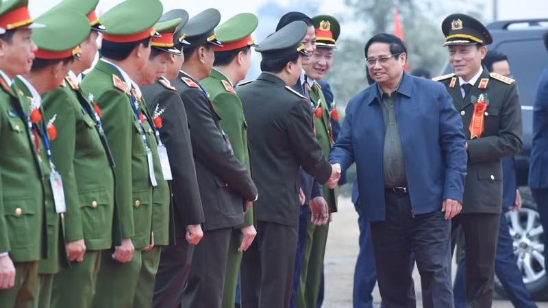 Thủ tướng Phạm Minh Chính tới dự Lễ khởi công Dự án xây dựng Sân bay Gia Bình. (Ảnh: Trần Hải)