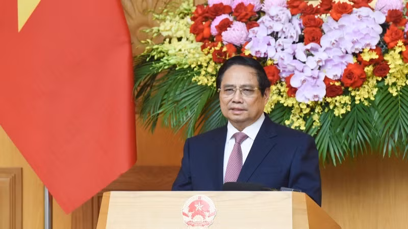 Thủ tướng Phạm Minh Chính phát biểu ý kiến tại phiên họp. (Ảnh: TRẦN HẢI).