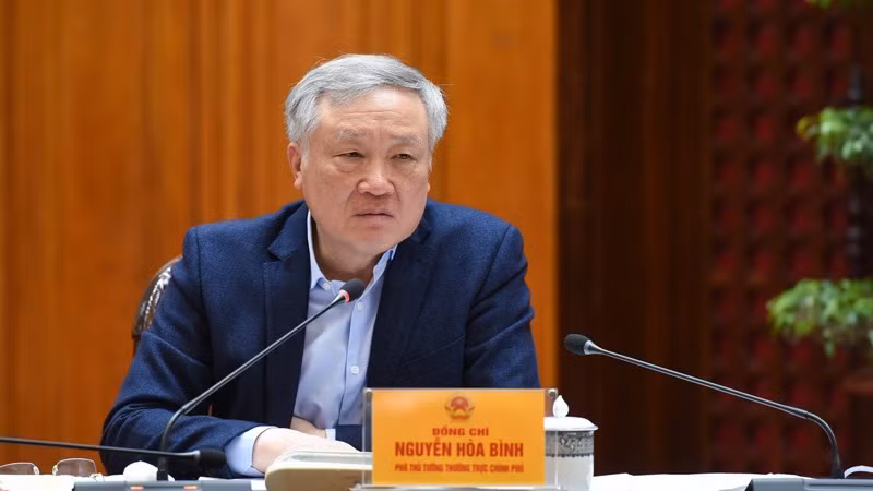 Phó Thủ tướng Thường trực Chính phủ Nguyễn Hòa Bình - Trưởng Ban Chỉ đạo phát biểu ý kiến tại cuộc họp (Ảnh: TRẦN HẢI).