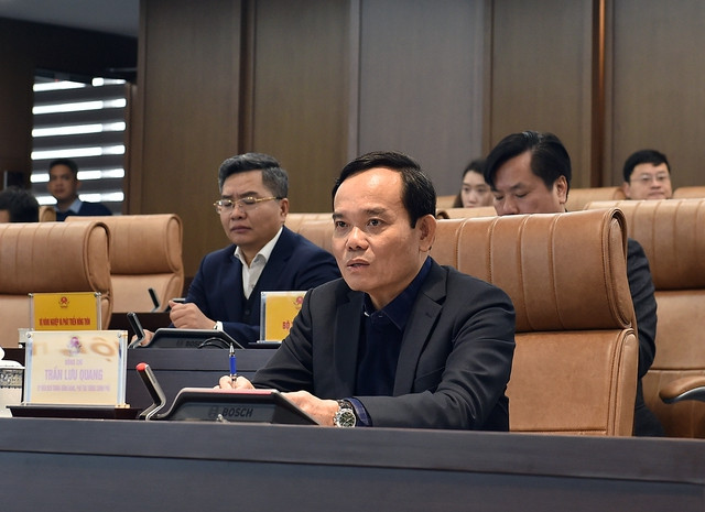 Phó Thủ tướng Trần Lưu Quang chủ trì cuộc họp trực tuyến với Hải Phòng, Quảng Ninh và Hải Dương. (Ảnh: VGP)