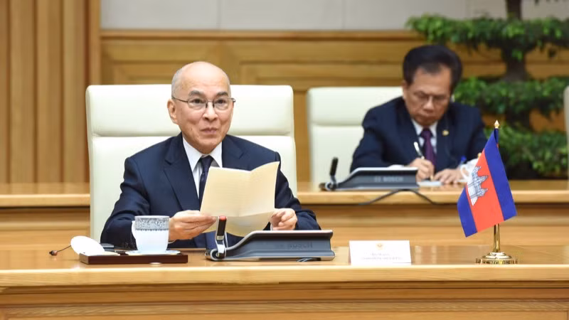 Quốc vương Campuchia Norodom Sihamoni phát biểu ý kiến (Ảnh: Trần Hải).