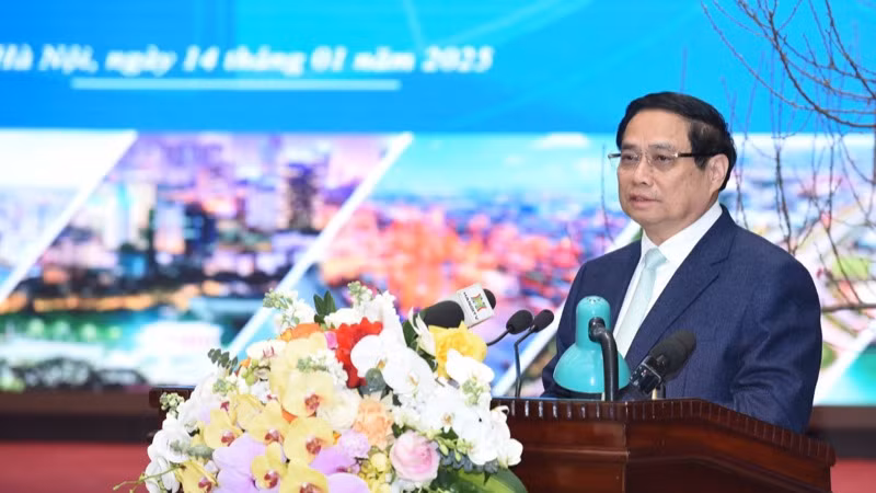 Thủ tướng Phạm Minh Chính phát biểu ý kiến tại Hội nghị. (Ảnh: TRẦN HẢI)