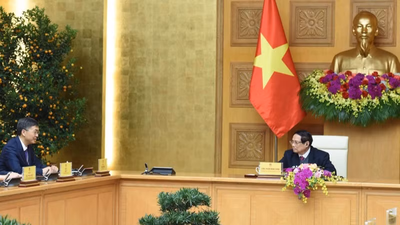 Thủ tướng Phạm Minh Chính tiếp đồng chí Trần Cương. (Ảnh: TRẦN HẢI)