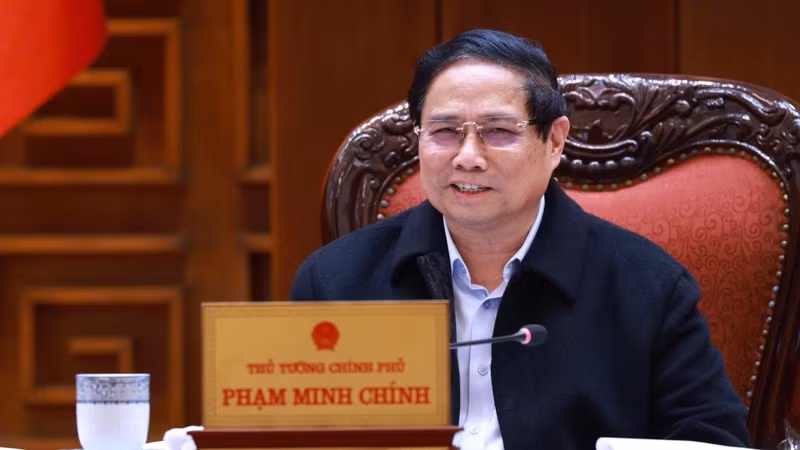Thủ tướng Phạm Minh Chính phát biểu ý kiến tại cuộc họp. (Ảnh: TRẦN HẢI)