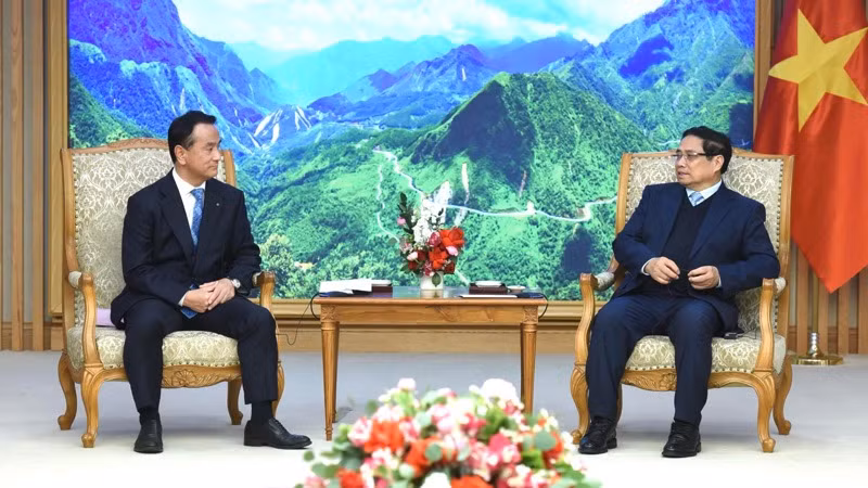 Thủ tướng Phạm Minh Chính tiếp ông Muraoka Tsugumasa, Thống đốc tỉnh Yamaguchi (Nhật Bản). (Ảnh: TRẦN HẢI)