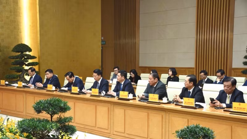 Lãnh đạo các bộ, ngành Trung ương của Việt Nam tại buổi tiếp (Ảnh: TRẦN HẢI).