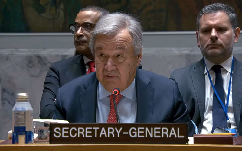 Tổng Thư ký Liên hợp quốc phát biểu tại cuộc họp của Hội đồng Bảo an. (Ảnh UN NEWS)