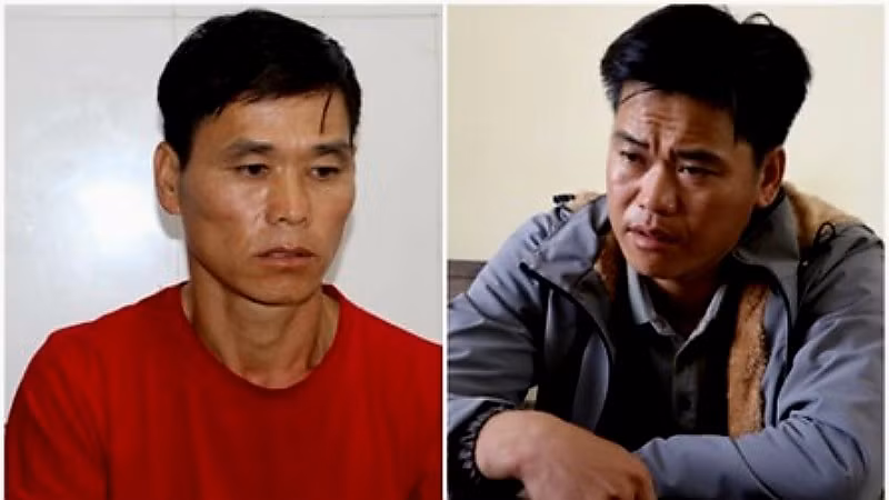 Đối tượng Thào A Cang (áo đỏ) và đối tượng Thào A Thông.