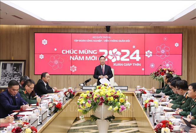 Chủ tịch nước Võ Văn Thưởng phát biểu tại buổi làm việc. (Ảnh: TTXVN)