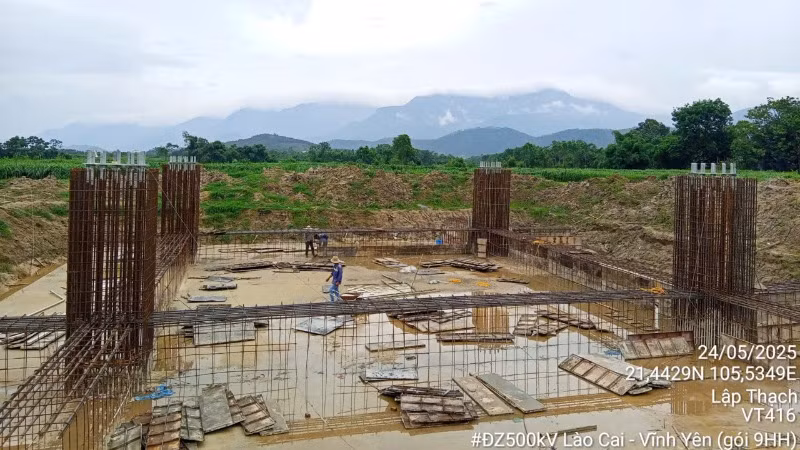 Vị trí cột 416 tại địa phận huyện Lập Thạch, tỉnh Vĩnh Phúc.