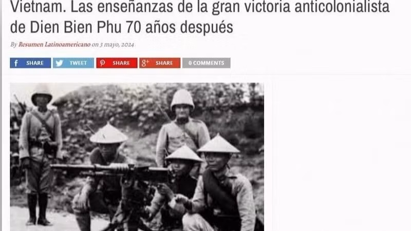 Bài báo về Chiến thắng Điện Biên Phủ trên Báo Resumen Latinoamericano của Argentina