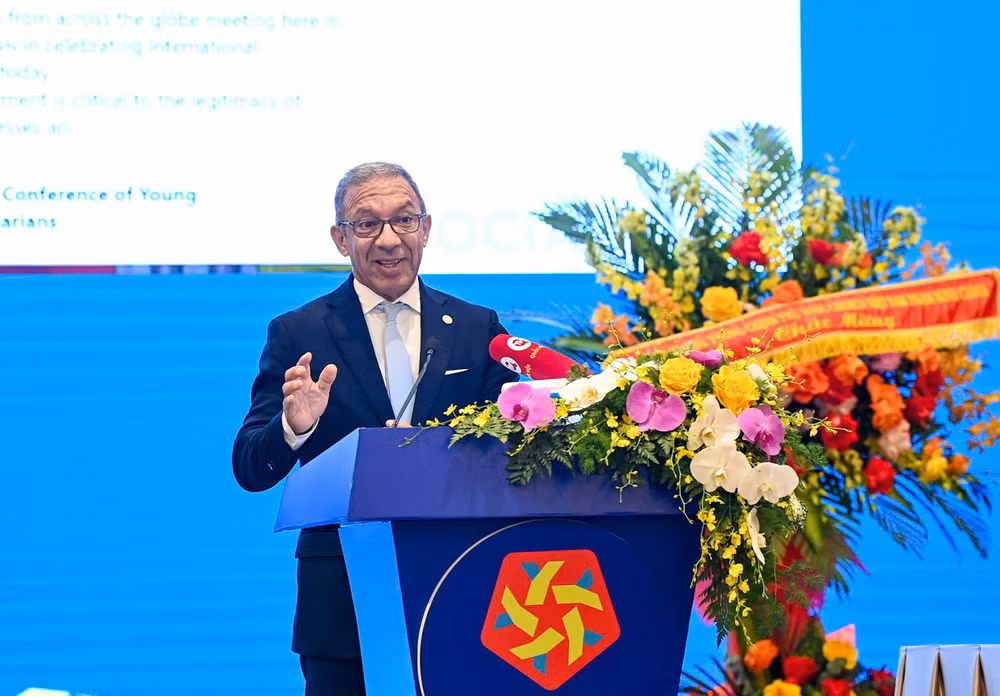 Chủ tịch IPU Duarte Pacheco cảm ơn Quốc hội Việt Nam về sự đón tiếp chu đáo. (Ảnh: DUY LINH)