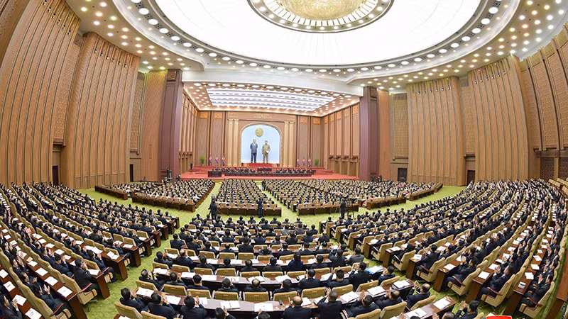 Toàn cảnh phiên họp Hội đồng Nhân dân Tối cao (SPA - Quốc hội) Triều Tiên tại Bình Nhưỡng. (Ảnh: KCNA/TTXVN)