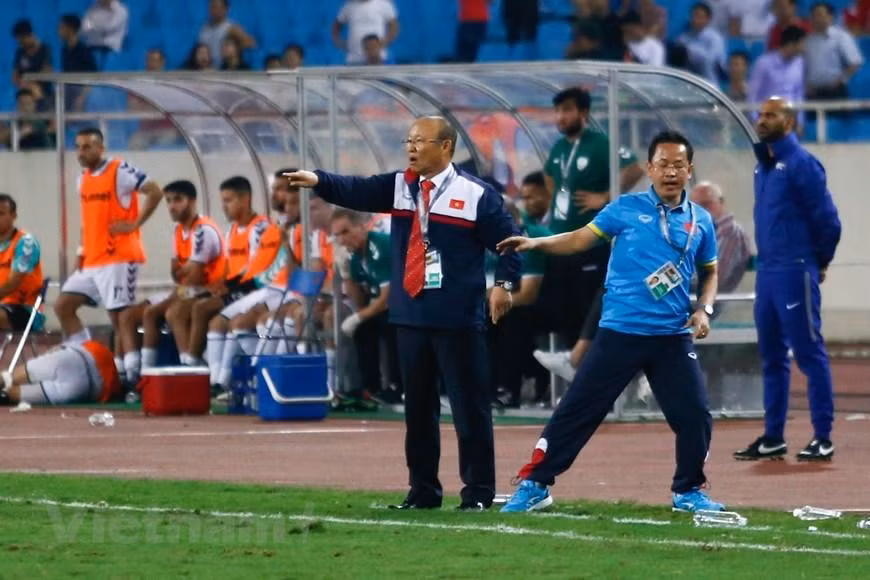 Dấu ấn đầu tiên của nhà cầm quân người Hàn Quốc là giúp đội tuyển Việt Nam hòa 0-0 với Afghanistan để giành vé chính thức dự Vòng chung kết Asian Cup 2019. (Ảnh: Vietnam+)