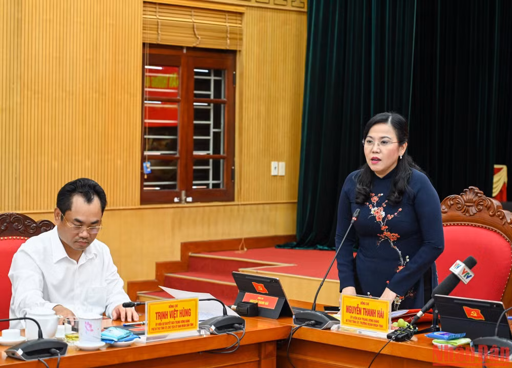 Bí thư Tỉnh ủy Thái Nguyên Nguyễn Thanh Hải phát biểu tại buổi làm việc. (Ảnh: Duy Linh)