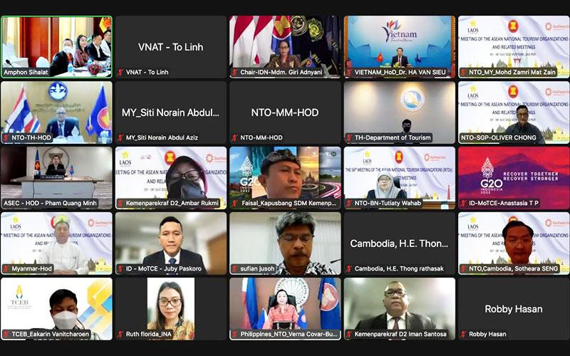 Đại biểu các nước tham dự Hội nghị trực tuyến (Ảnh: TCDL) Việt Nam cùng ASEAN nỗ lực phục hồi du lịch khu vực -0