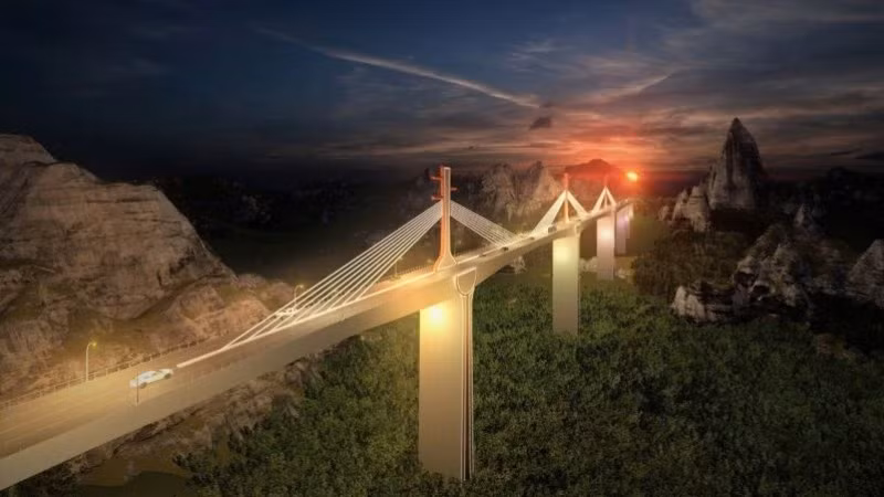 Phối cảnh một đoạn cầu cạn trên tuyến đường cao tốc Đồng Đăng-Trà Lĩnh.