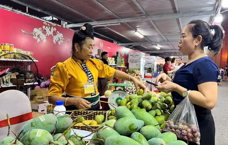 Tỉnh Sơn La trưng bày các sản phẩm OCOP, sản phẩm nông sản an toàn và đặc trưng có thế mạnh của tỉnh như mận, xoài, nhãn, bơ, na, thanh long, mít, ổi, các loại rau và các sản phẩm chế biến.