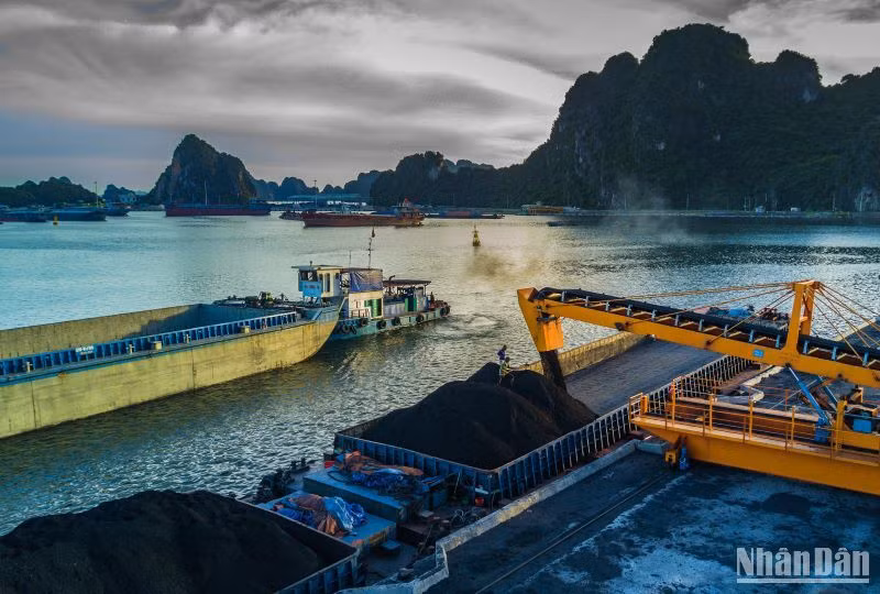 Các đơn vị thuộc Tập đoàn Công nghiệp Than-Khoáng sản Việt Nam (TKV) bốc rót than tiêu thụ cho các hộ sản xuất.