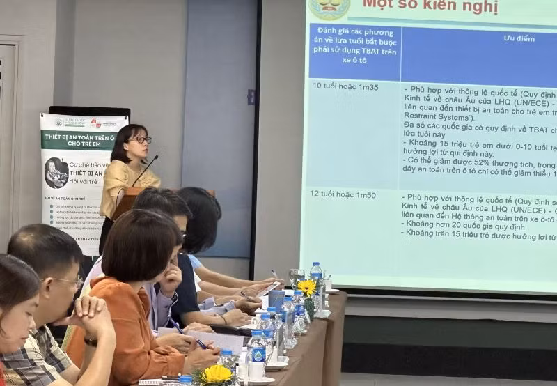 Bà Trần Xuân Hằng, Vụ Pháp chế (Bộ Y tế) kiến nghị bổ sung các quy định liên quan thiết bị an toàn cho trẻ em trên ô-tô.