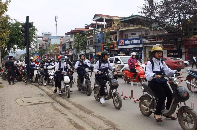 Mô hình Cổng trường an toàn giao thông phát huy hiệu quả.