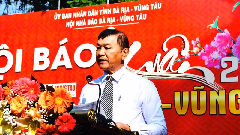 Ông Phan Đức Hiền, Chủ tịch Hội Nhà báo tỉnh phát biểu khai mạc.