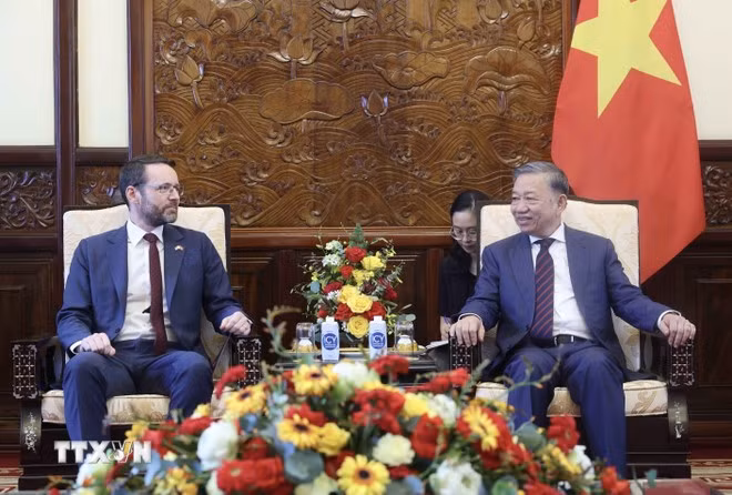 Chủ tịch nước Tô Lâm tiếp Đại sứ Vương quốc Liên hiệp Anh và Bắc Ireland tại Việt Nam lain Frew.