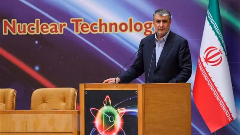 Người đứng đầu Cơ quan Năng lượng nguyên tử Iran (AEOI) Mohammad Eslami phát biểu tại Tehran. (Ảnh: AFP/TTXVN)