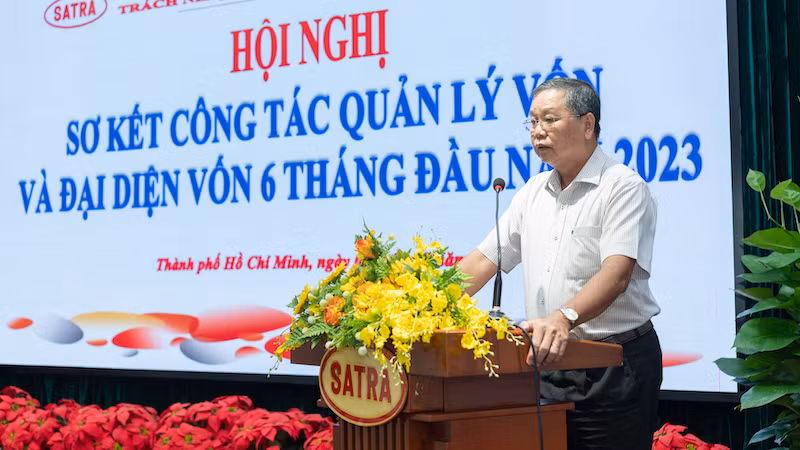 Ông Võ Hữu Hạnh, Chi cục trưởng Chi cục Tài chính doanh nghiệp phát biểu tại Hội nghị.