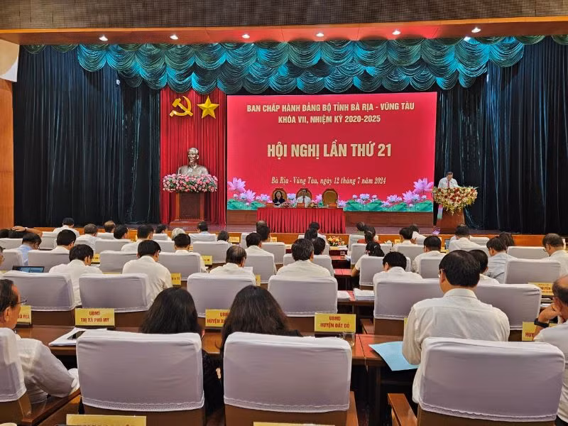 Toàn cảnh Hội nghị lần thứ 21 Ban Chấp hành Đảng bộ tỉnh Bà Rịa-Vũng Tàu.