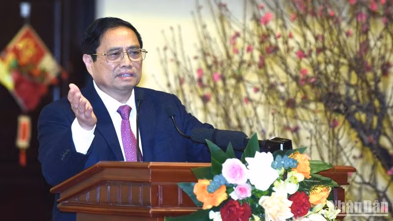 Thủ tướng Phạm Minh Chính phát biểu tại buổi gặp mặt.