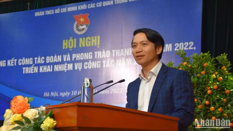 Đồng chí Nguyễn Ngọc Lương, Bí thư Thường trực Trung ương Đoàn phát biểu chỉ đạo hội nghị.