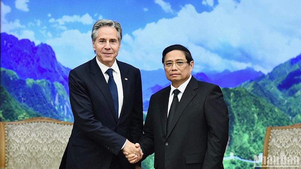 Thủ tướng Phạm Minh Chính tiếp đón Ngoại trưởng Hoa Kỳ Antony Blinken.