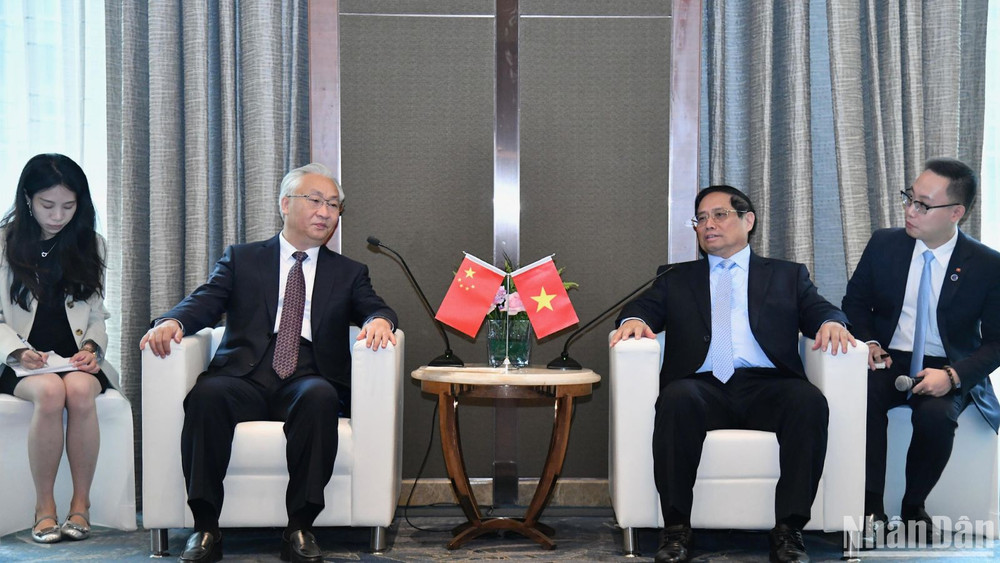 Thủ tướng Chính phủ Phạm Minh Chính tiếp Ủy viên Bộ Chính trị, Phó Thủ tướng Quốc vụ viện Trung Quốc Trương Quốc Thanh vào sáng 27/6.