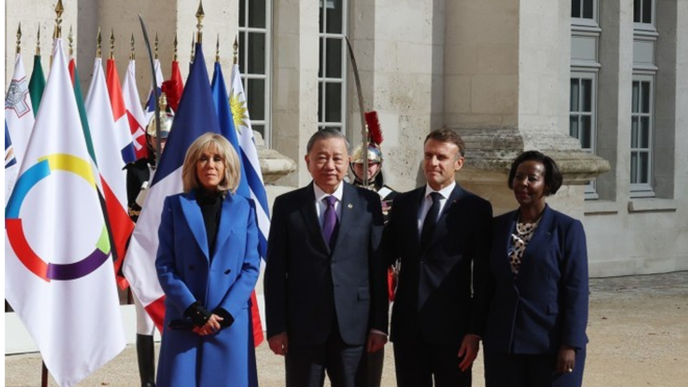 Tổng thống Cộng hòa Pháp Emmanuel Macron và Tổng Thư ký Pháp ngữ Louise Mushikiwabo đón Tổng Bí thư, Chủ tịch nước Tô Lâm.